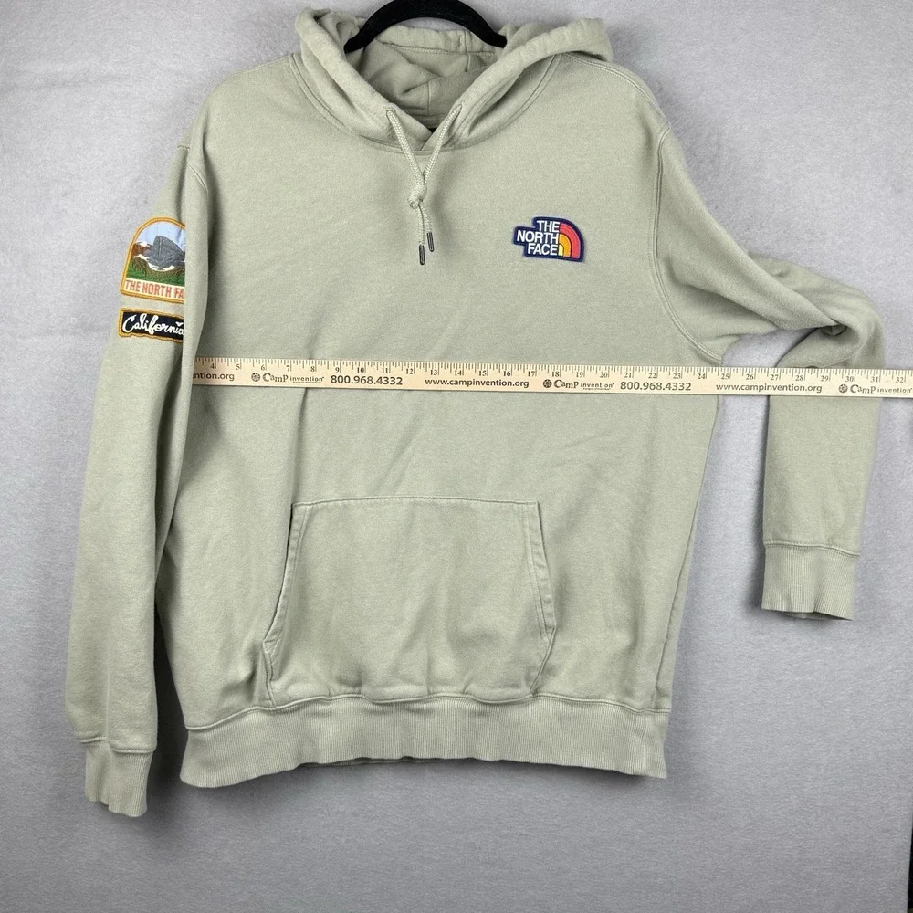 The North Face Hoodie Mens XL Green California Patch Fleece Sweatshirt Logo‎